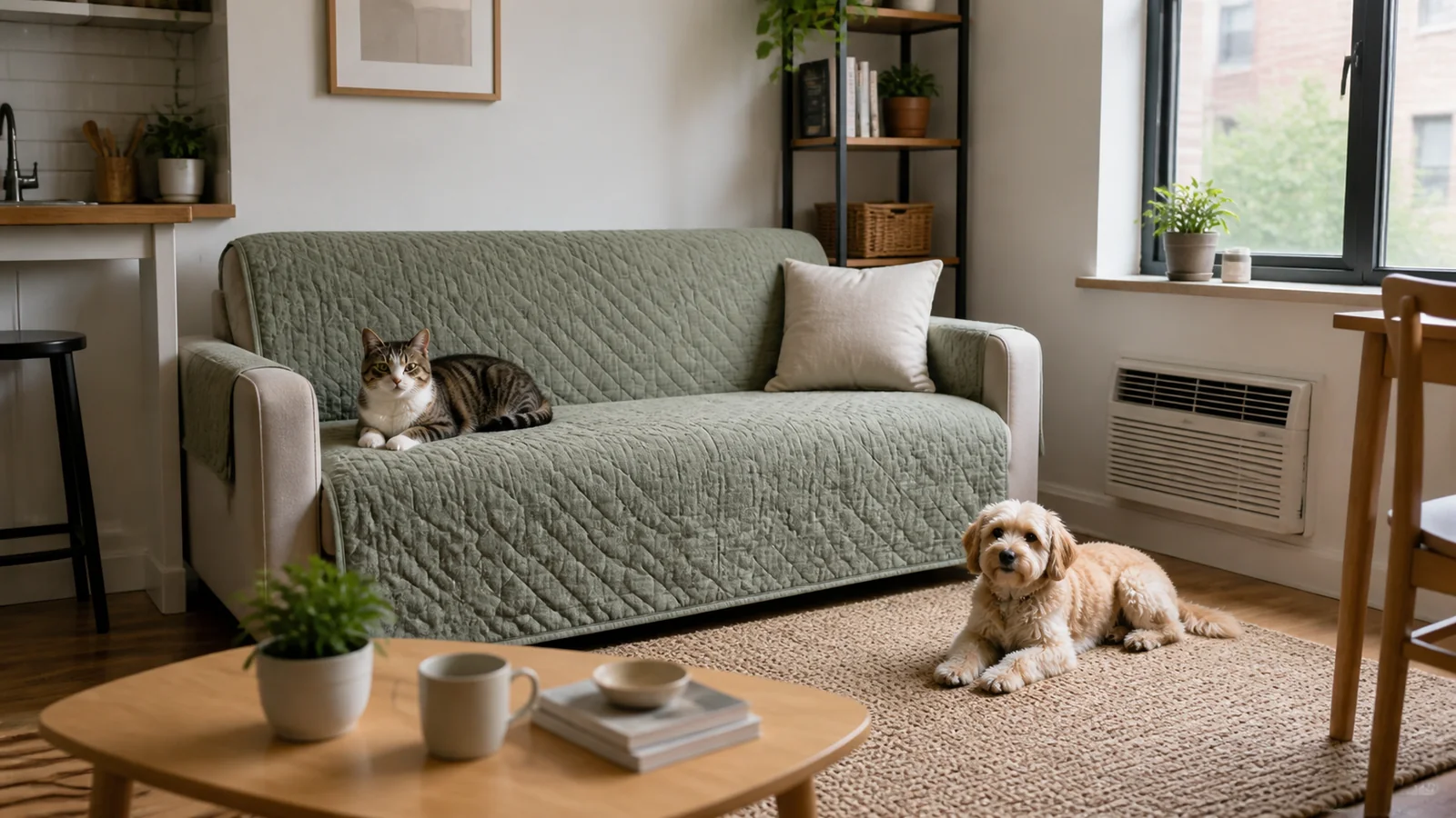 Best couch covers for pets in apartments on a small living-room sofa
