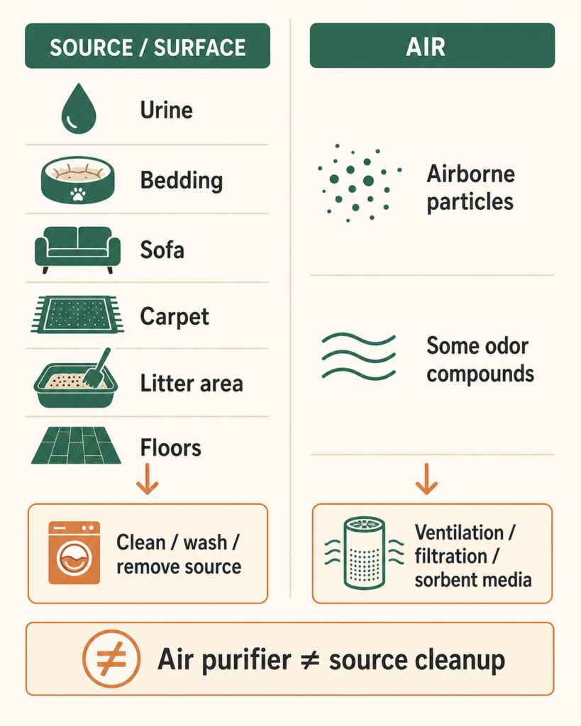 Surface odor versus airborne pet odor control