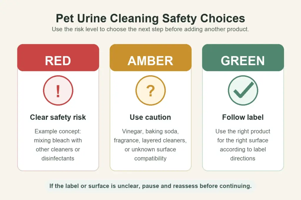 What not to use on pet urine smell red amber green safety guide