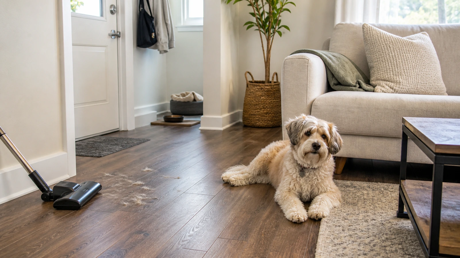 Quick cleaning before guests with pets in a small apartment
